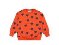 red sweater from Mini Rodini with navy hearts