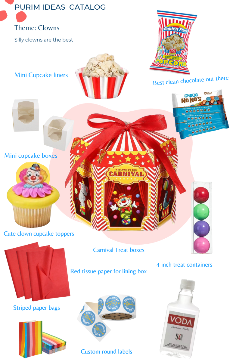 Purim theme, clown theme, clowns, circus theme