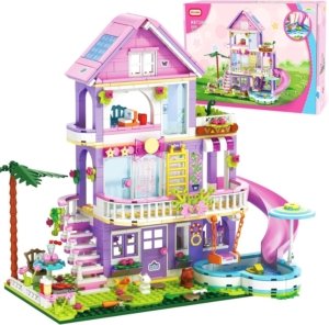 Building Toy for Girls, 689pcs Garden Villa House Building Blocks Set for Girls Boys 6-12 Years, Holiday Cottage Building Bricks Kit, Educational Toy for Kids Girls 6 7 8 9 10 11 12 Years