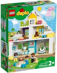 LEGO DUPLO Town Modular Playhouse 10929 Dollhouse with Furniture and a Family, Great Educational Toy for Toddlers (130 Pieces), Multicolor