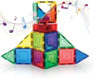 PicassoTiles Music Box Magnet Tile Building Block Musical Mechanism Piano Magnetic Tiles Blocks Construction Toy Set STEM Learning Education Kit Playset Boys Girls Toddlers Gift Kids Age 3 & Up PTE20